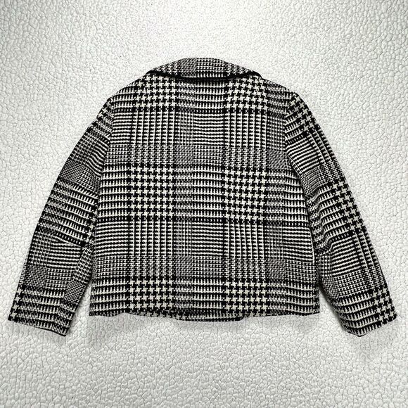 VTG Macy’s Little Shops Houndstooth Cropped Blazer Jacket Wool Tweed 60s Mod USA - Picture 4 of 11